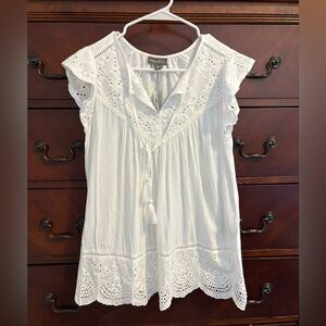 White eyelet lace blouse